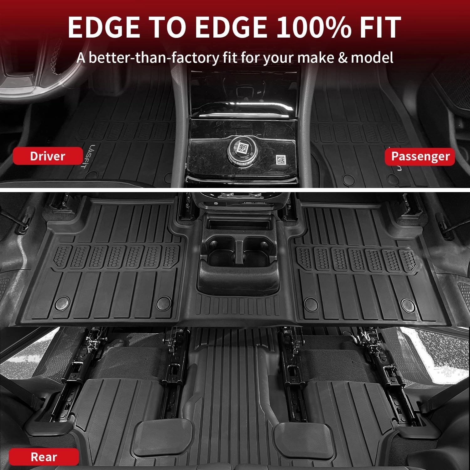 LASFIT Floor Mats & Trunk Mat for Jeep Grand Cherokee L 2021-2025 (ONLY for 6-Passenger Without Center Console) All Weather Custom Fit Car Floor Liners Black