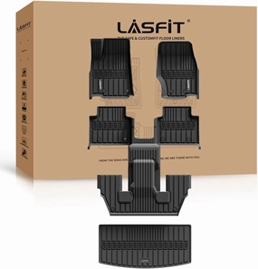 LASFIT Floor Mats & Trunk Mat for Jeep Grand Cherokee L 2021-2025 (ONLY for 6-Passenger Without Center Console) All Weather Custom Fit Car Floor Liners Black