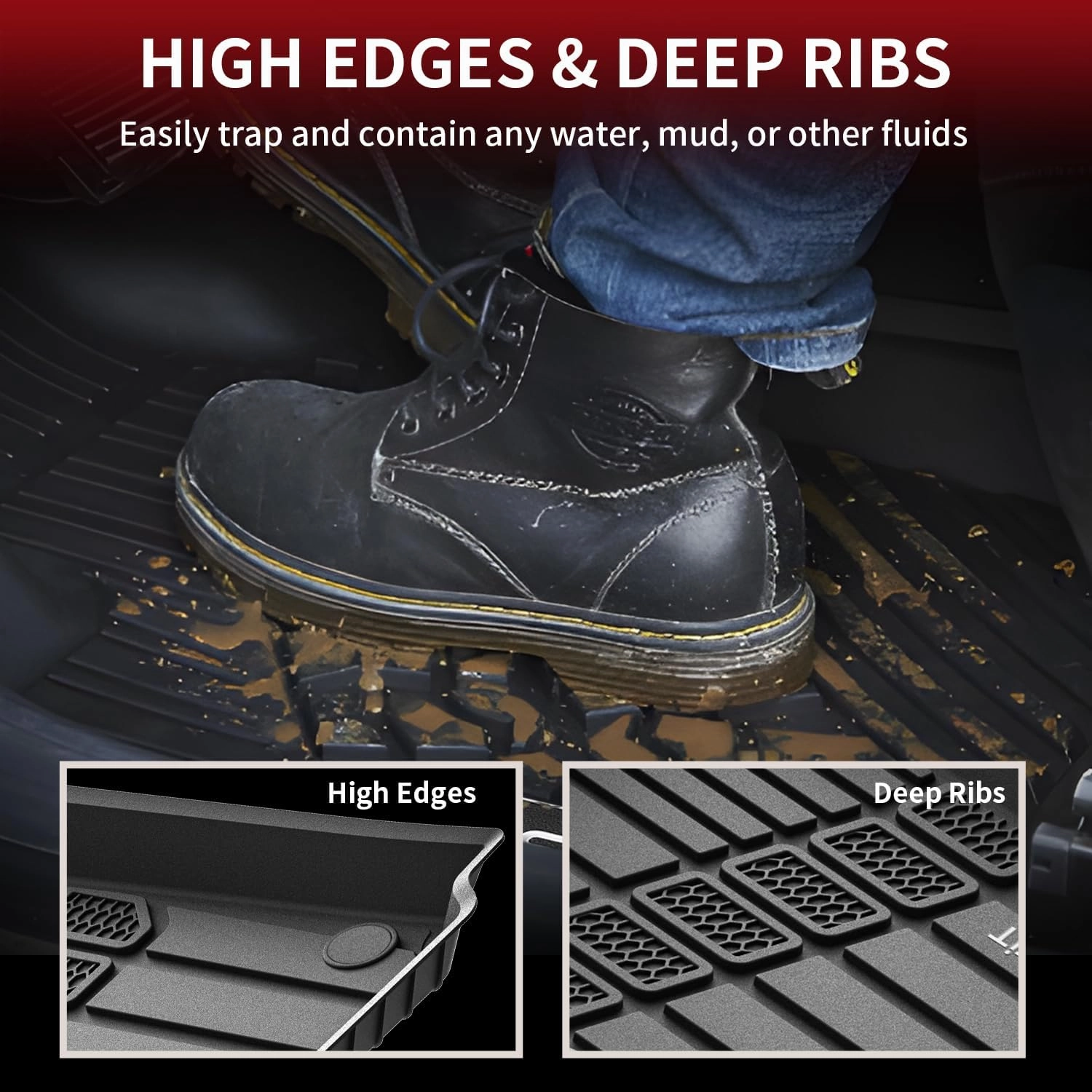 LASFIT Floor Mats & Trunk Mat for Jeep Grand Cherokee L 2021-2025 (ONLY for 6-Passenger Without Center Console) All Weather Custom Fit Car Floor Liners Black