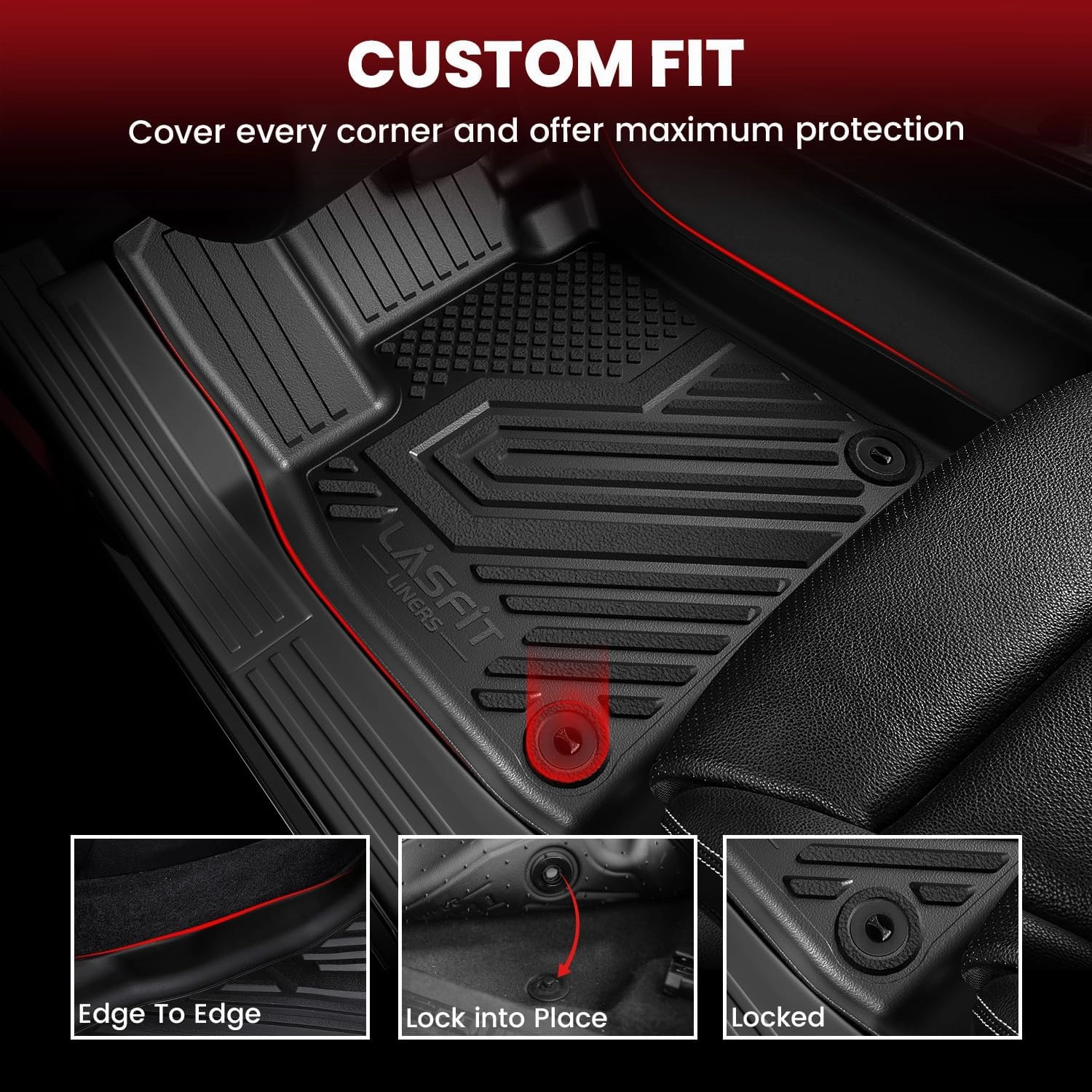 LASFIT Floor Mats&Trunk Mat for Toyota Venza 2021-2025 All Weather TPE Mats Custom Fit Floor Liner for Toyota Venza LE/XLE/Limited/Nightshade 1st and 2nd Row Full Set Car Mats and Cargo Liner, Black