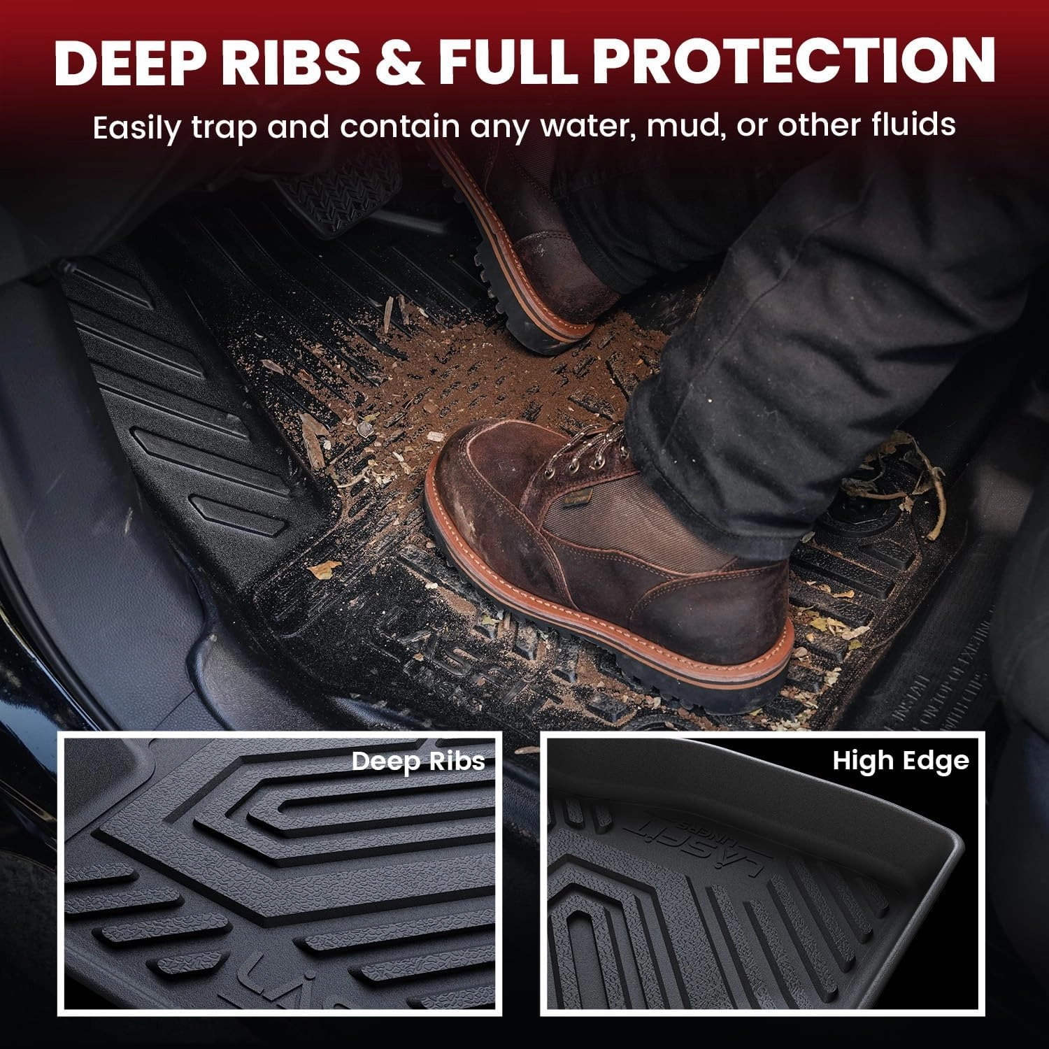 LASFIT Floor Mats&Trunk Mat for Toyota Venza 2021-2025 All Weather TPE Mats Custom Fit Floor Liner for Toyota Venza LE/XLE/Limited/Nightshade 1st and 2nd Row Full Set Car Mats and Cargo Liner, Black