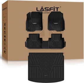 LASFIT Floor Mats and Cargo Liner for Honda CR-V 2023-2025 (Include Hybrid Models), All Weather TPE Car Trunk Mat (Upper Position), 1st & 2nd Row & Trunk Liner Full Set Black
