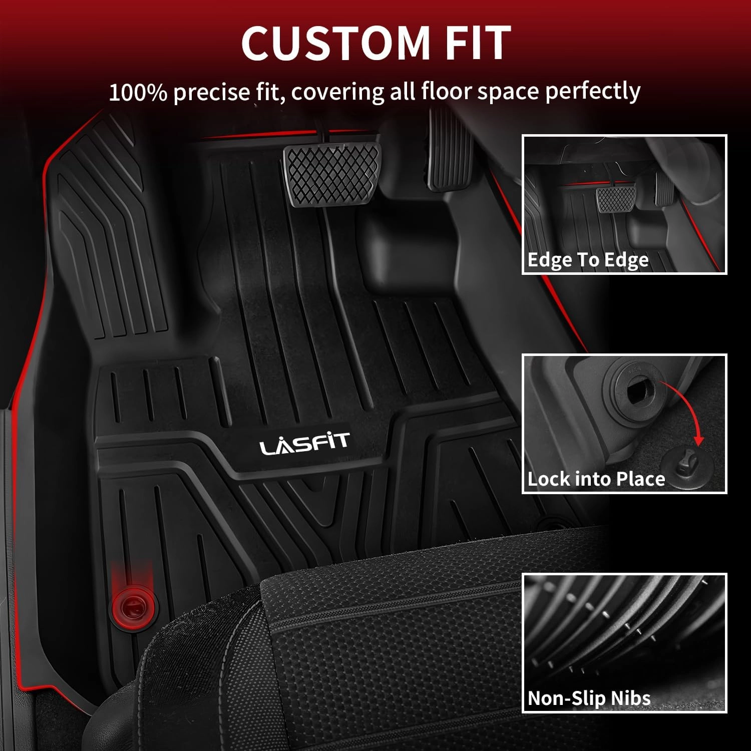 LASFIT Floor Mats and Cargo Liner for Honda CR-V 2023-2025 (Include Hybrid Models), All Weather TPE Car Trunk Mat (Upper Position), 1st & 2nd Row & Trunk Liner Full Set Black