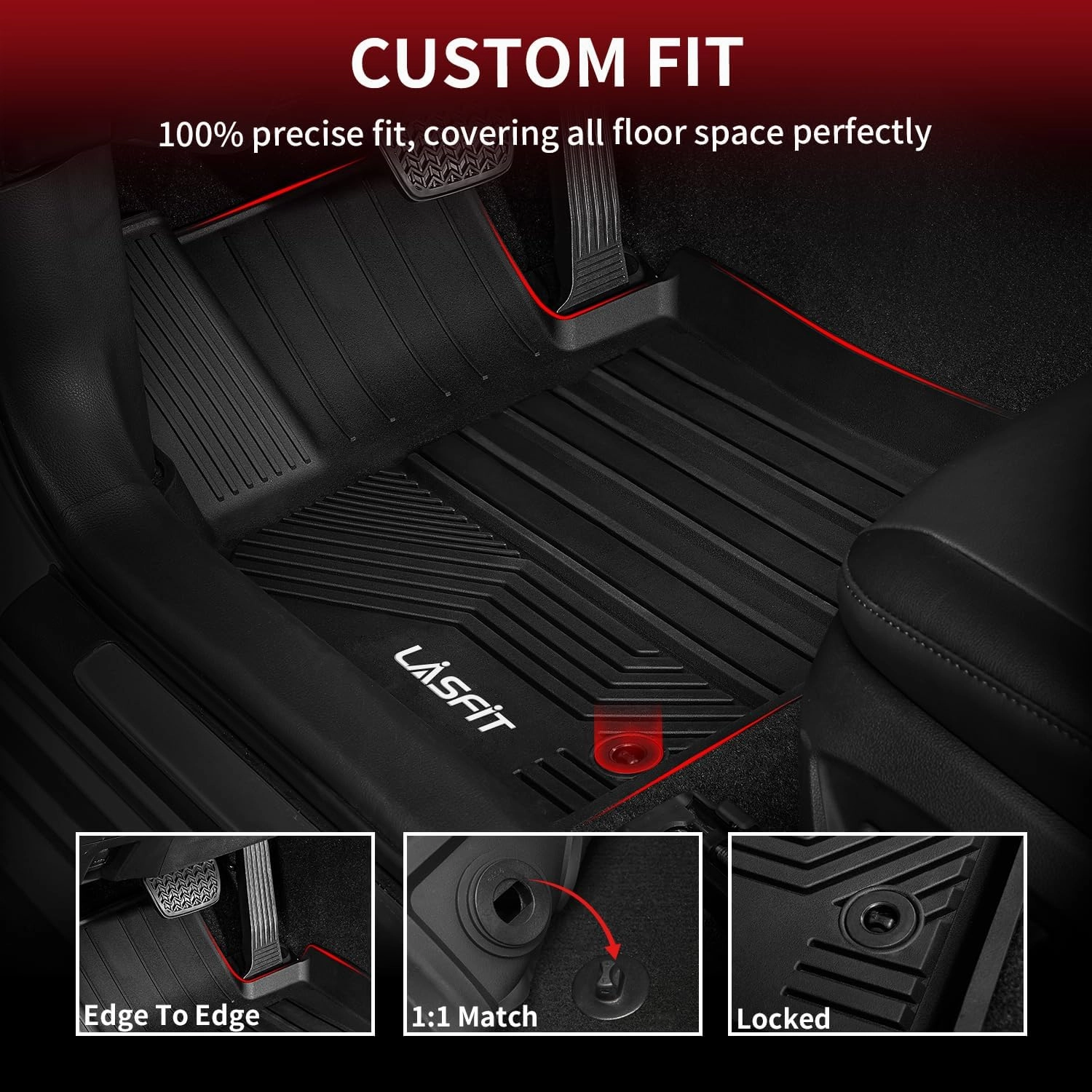 LASFIT Floor Mats for Toyota 4Runner 2013-2024 (Fit 7 Seats&5 Seats) & for Lexus GX460 2014-2023, All Weather TPE Custom Fit Floor Liner for 4 Runner 5th gen Front & Rear 2 Row Car Mats, Black
