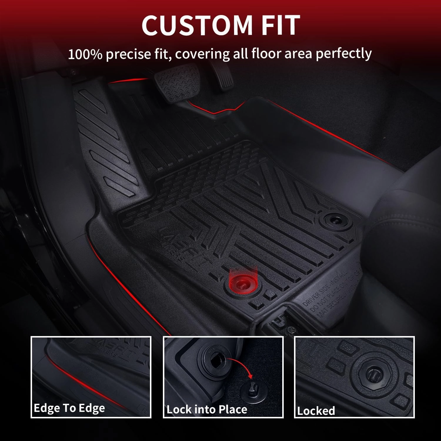 LASFIT Floor Mats for Toyota 4Runner 2013-2024 (Only for 7 Seats) All Weather Custom Fit Floor Liner for Toyota 4 Runner TPE Mats Front&Rear 3 Row Car Mats, Black