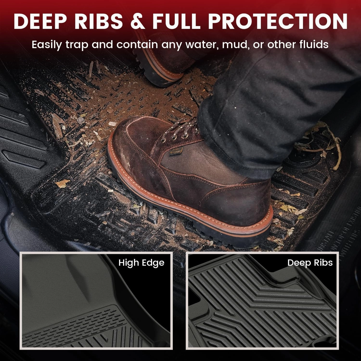 LASFIT Floor Mats for Toyota 4Runner 2013-2024 (Only for 7 Seats) All Weather Custom Fit Floor Liner for Toyota 4 Runner TPE Mats Front&Rear 3 Row Car Mats, Black