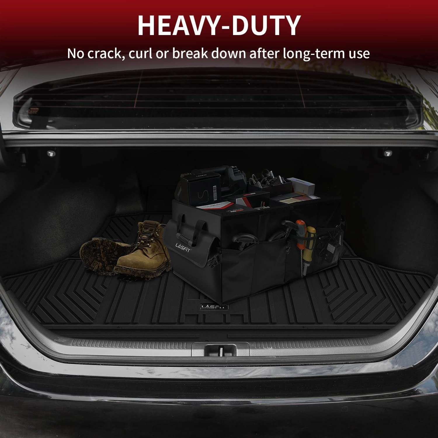 LASFIT Trunk Mat for Toyota Camry 2025 2024 2023 2022 2021 2020 2019 2018 Hybrid/L/LE/SE/TRD/XLE/XSE & for Toyota Avalon 2019-2022, TPE All Weather Custom Fit Trunk Liner for Camry 2018-2025, Black