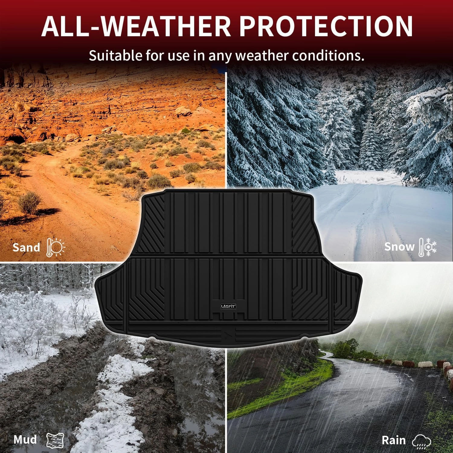 LASFIT Trunk Mat for Toyota Camry 2025 2024 2023 2022 2021 2020 2019 2018 Hybrid/L/LE/SE/TRD/XLE/XSE & for Toyota Avalon 2019-2022, TPE All Weather Custom Fit Trunk Liner for Camry 2018-2025, Black