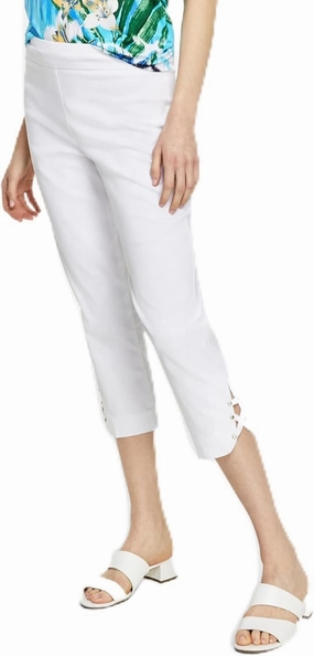 Lattice Hem Capri Pants Bright White 2XL