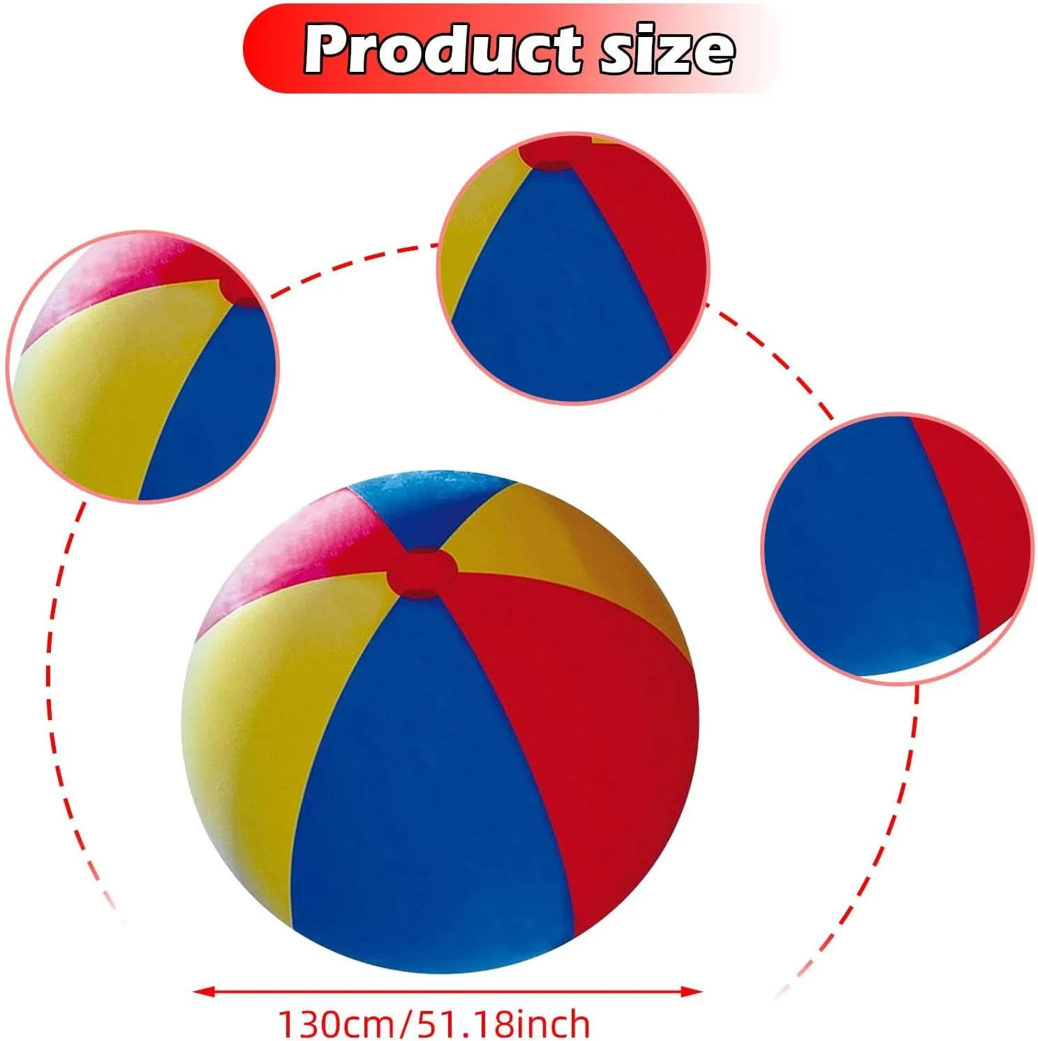 Lawn Game Toy Inflatable Beach Ball Huge Summer Bright Tri Color Outdoor Portable Foldable Massive Games Novelty Pool Ball