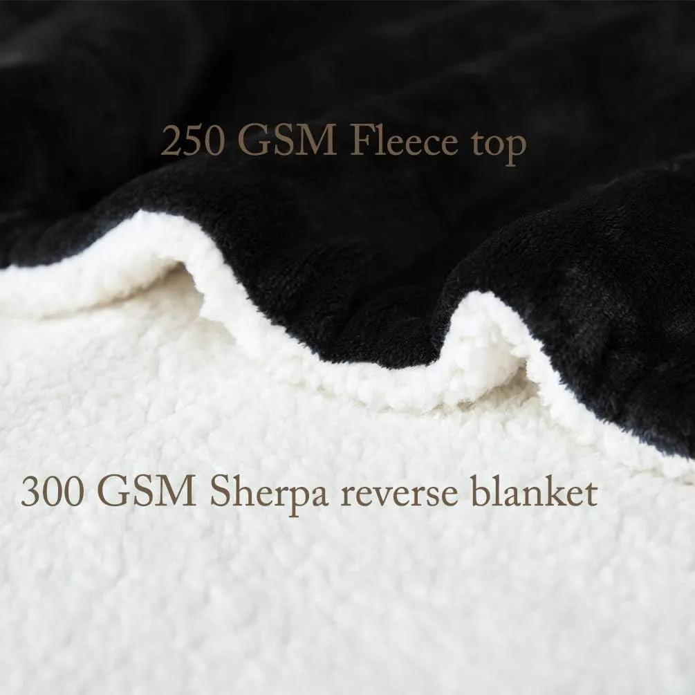 LBRO2M Sherpa Fleece Bed Blanket Fuzzy Plush Warm Super Soft Cozy Fluffy Microfiber Couch (Black, Twin(65x90 Inches))