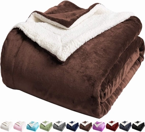LBRO2M Sherpa Fleece Bed Blanket King Size Super Soft Fuzzy Plush Warm Cozy Fluffy Microfiber Couch Throw Velvet Double Reversible Luxurious Blankets,Brown