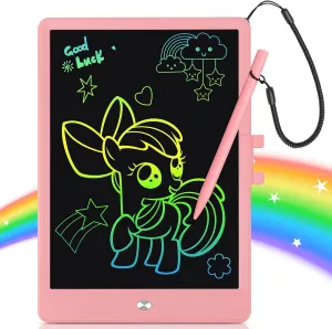 LCD Writing Tablet Doodle Board, 10 Inch Colorful Toddler Drawing Pad, Ideal Travel Essential & Kid Toy for 3-8 Year-Old Boys & Girls（Pink）