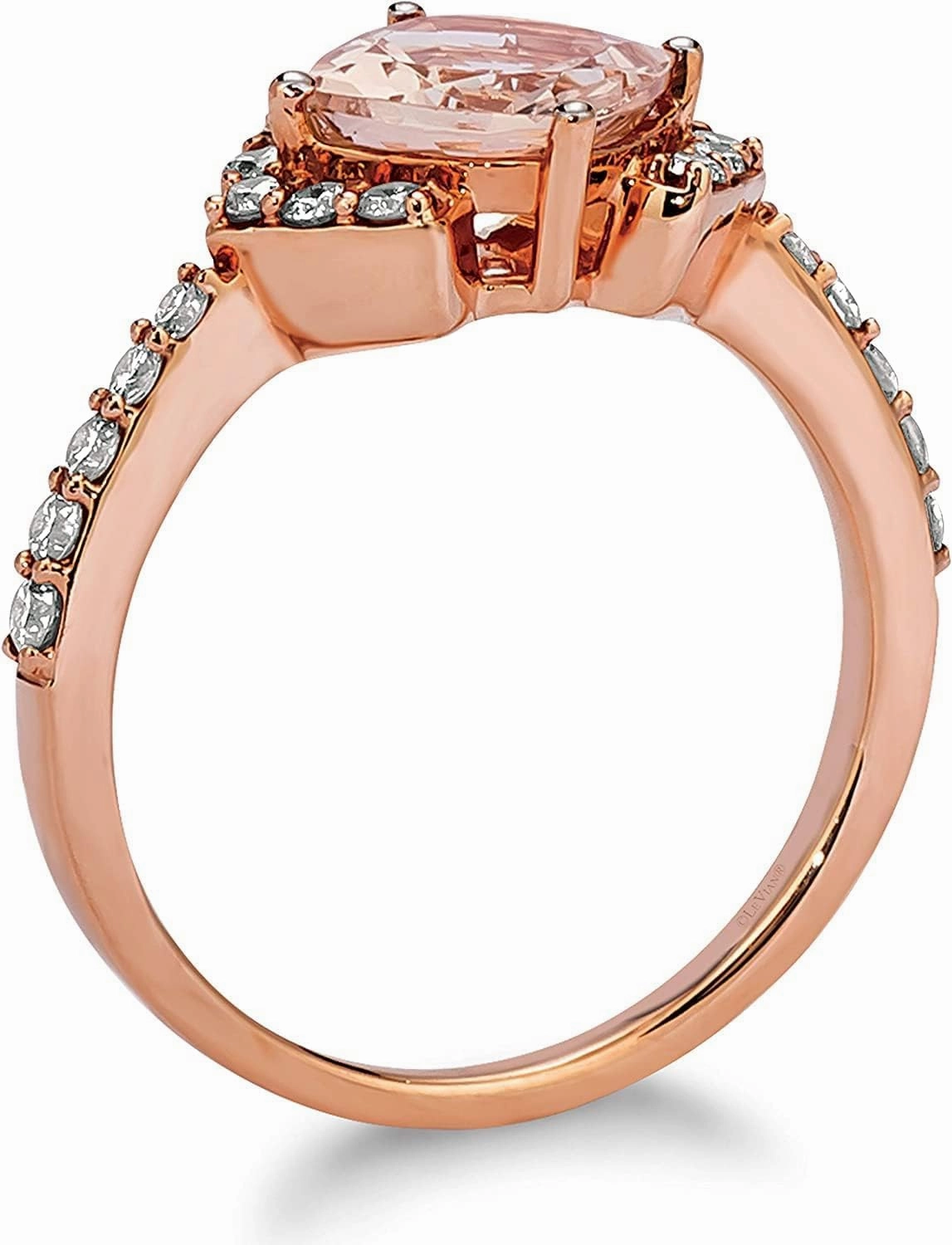 LE VIAN 3/8 Carat Diamond and 1 1/4 Carat Pink Morganite Statement Ring for Women I 14k Rose Gold Ring for Her with Cushion Cut Gemstone (SI1-SI2, 0.37 cttw) Promise Anniversary Band Size 5 to 10