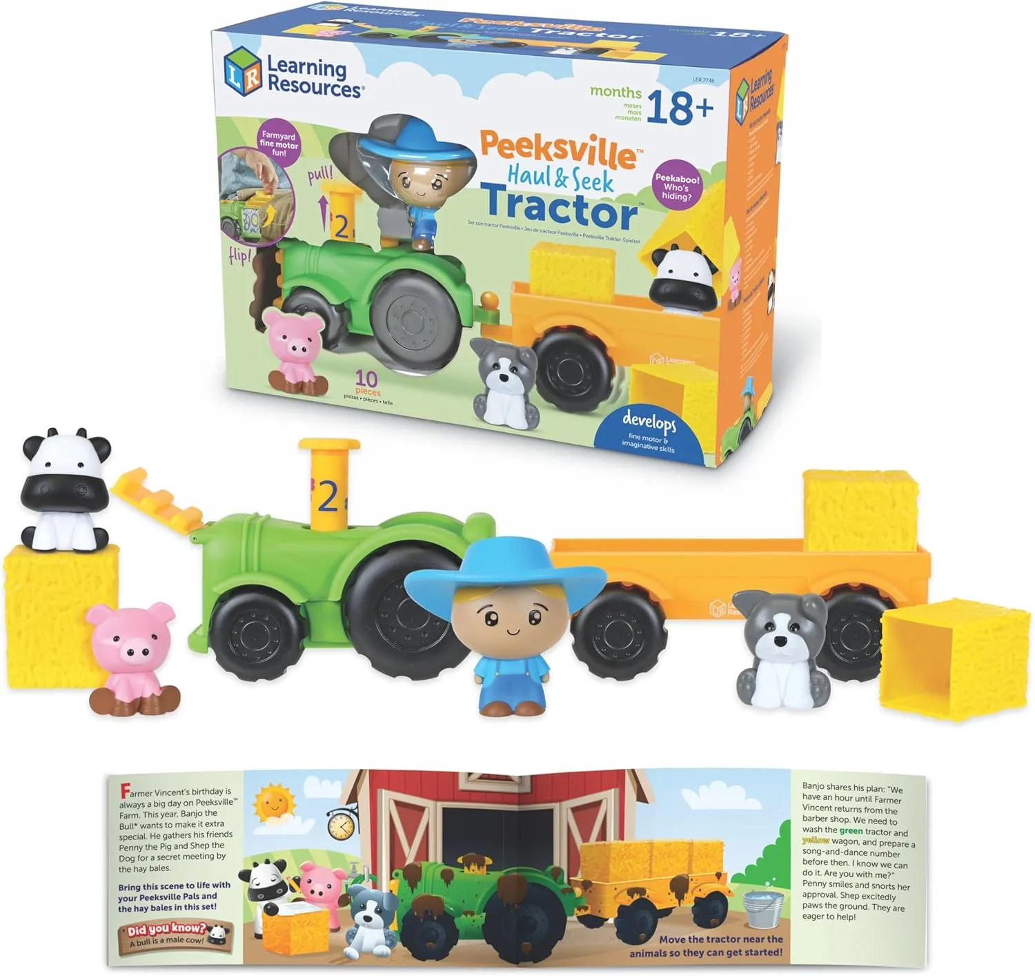 Learning Resources Peeksville Haul & Seek Tractor, Farm Animals, Tractor Toy, Kids Tractor, Farm Games Toddler Toys, Sensory Toys, Preschool Learning Activities, Peekaboo