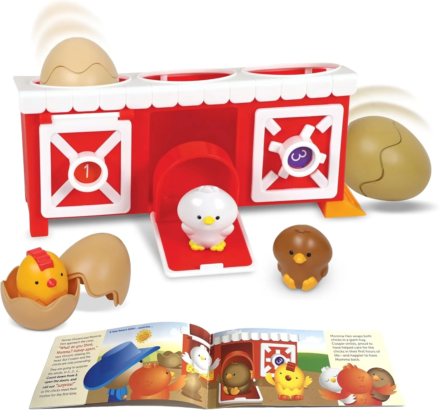 Learning Resources Peeksville Hide & Cheep Chicken Coop, Farm Animals, Farm Toys, Barn, Sensory Toys, Peekaboo, Toddler Playset, Toddler Gift, Manipulatives for Preschoolers
