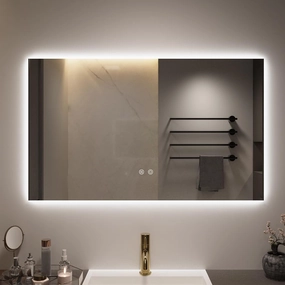 LED Bathroom Mirror with Backlit, 24x40 Inch Rectangle Anti-Fog Wall Mounted Vanity Mirror, 3 Colors Light Dimmable Memory Makeup Mirror with Touch Switch