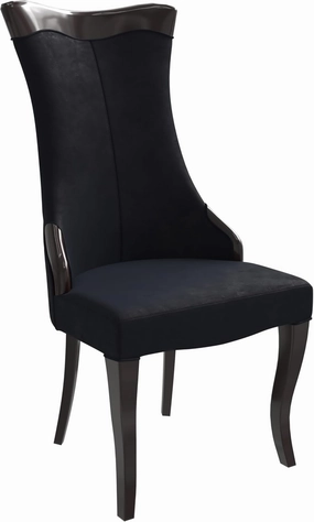 LeisureMod Modern Dining Chair Upholstered in Leather Cozy Accent Kitchen with Rubberwood Legs Novara Series, Velvet Black