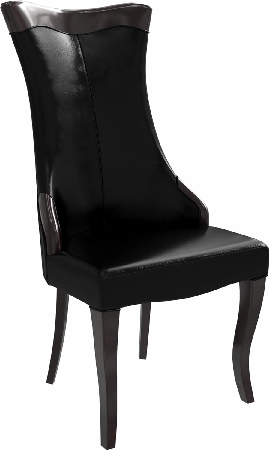LeisureMod Modern Dining Chair Upholstered in Leather or Velvet Cozy Accent Kitchen with Rubberwood Legs Novara Series, Black