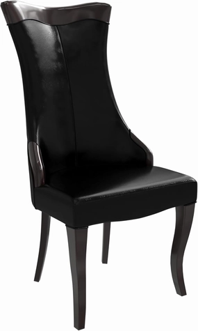 LeisureMod Modern Dining Chair Upholstered in Leather or Velvet Cozy Accent Kitchen with Rubberwood Legs Novara Series, Black
