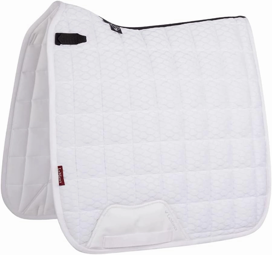 LeMieux Dressage Carbon Mesh Square Saddle Pad - English Saddle Pads for Horses - Equestrian Riding Equipment and Accessories (White - Large)