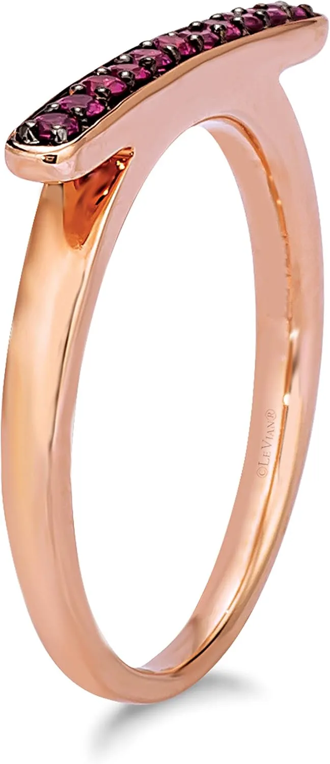 LeVian Black Rhodium over 14K Gold & Gemstone Omega Shaped Ring - Choice of Gem Color