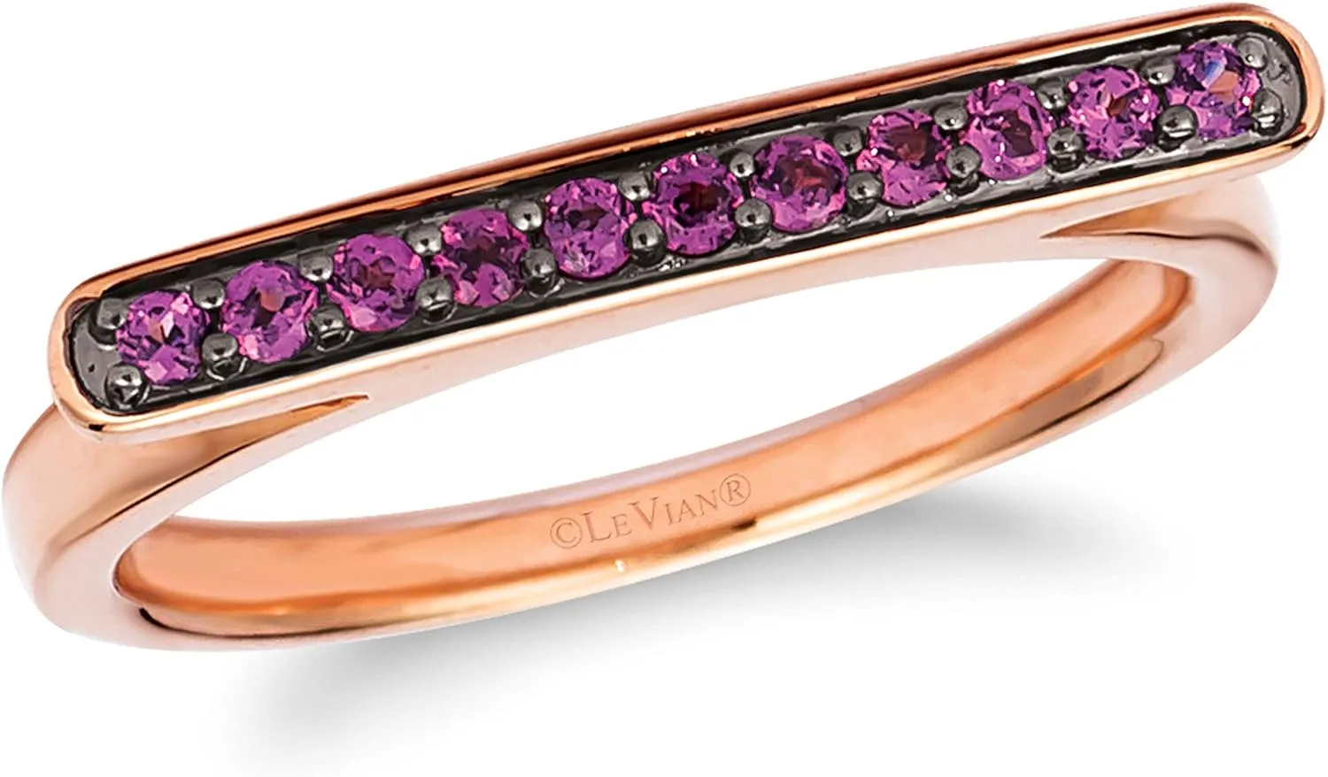 LeVian Black Rhodium over 14K Gold & Gemstone Omega Shaped Ring - Choice of Gem Color