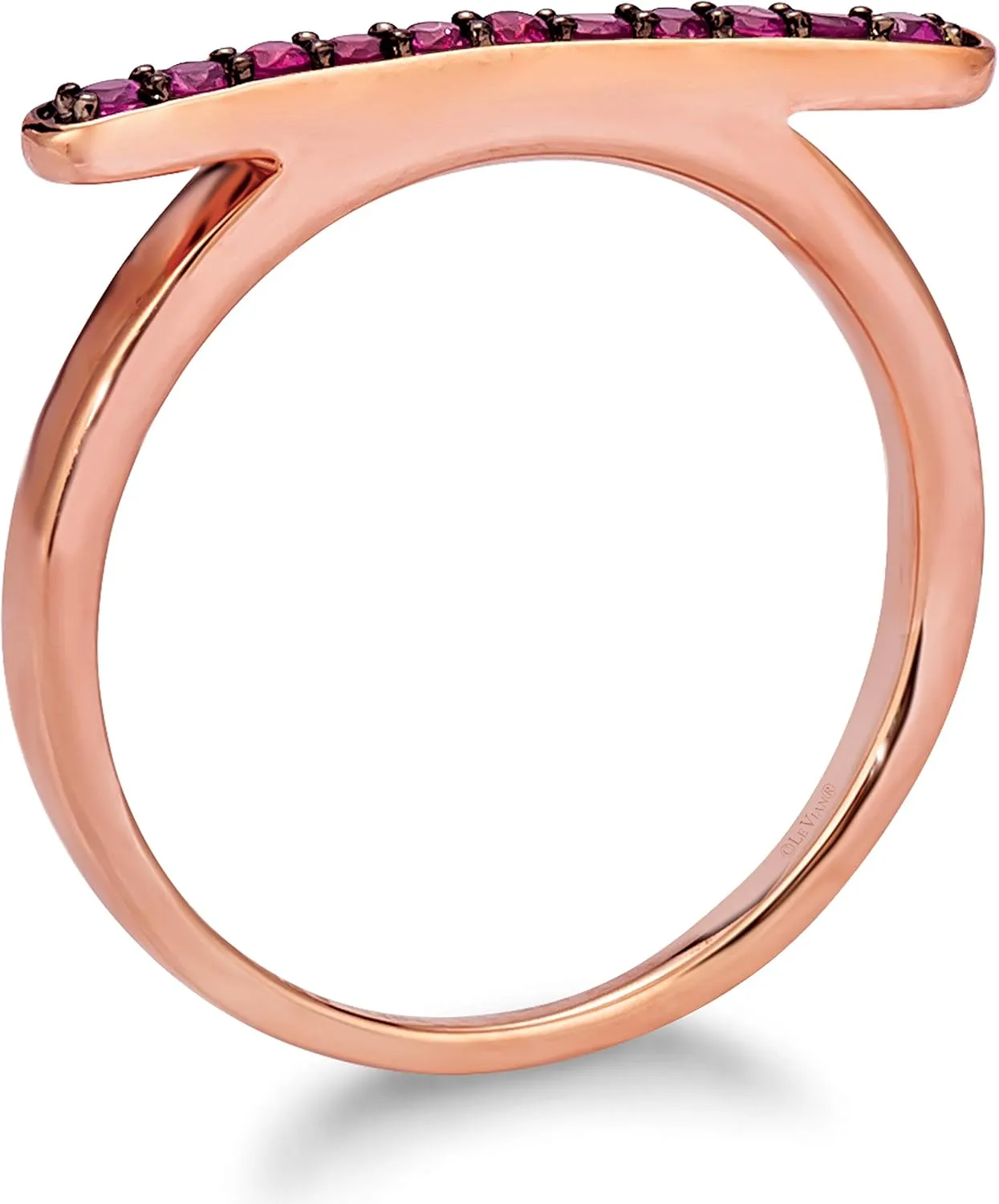 LeVian Black Rhodium over 14K Gold & Gemstone Omega Shaped Ring - Choice of Gem Color
