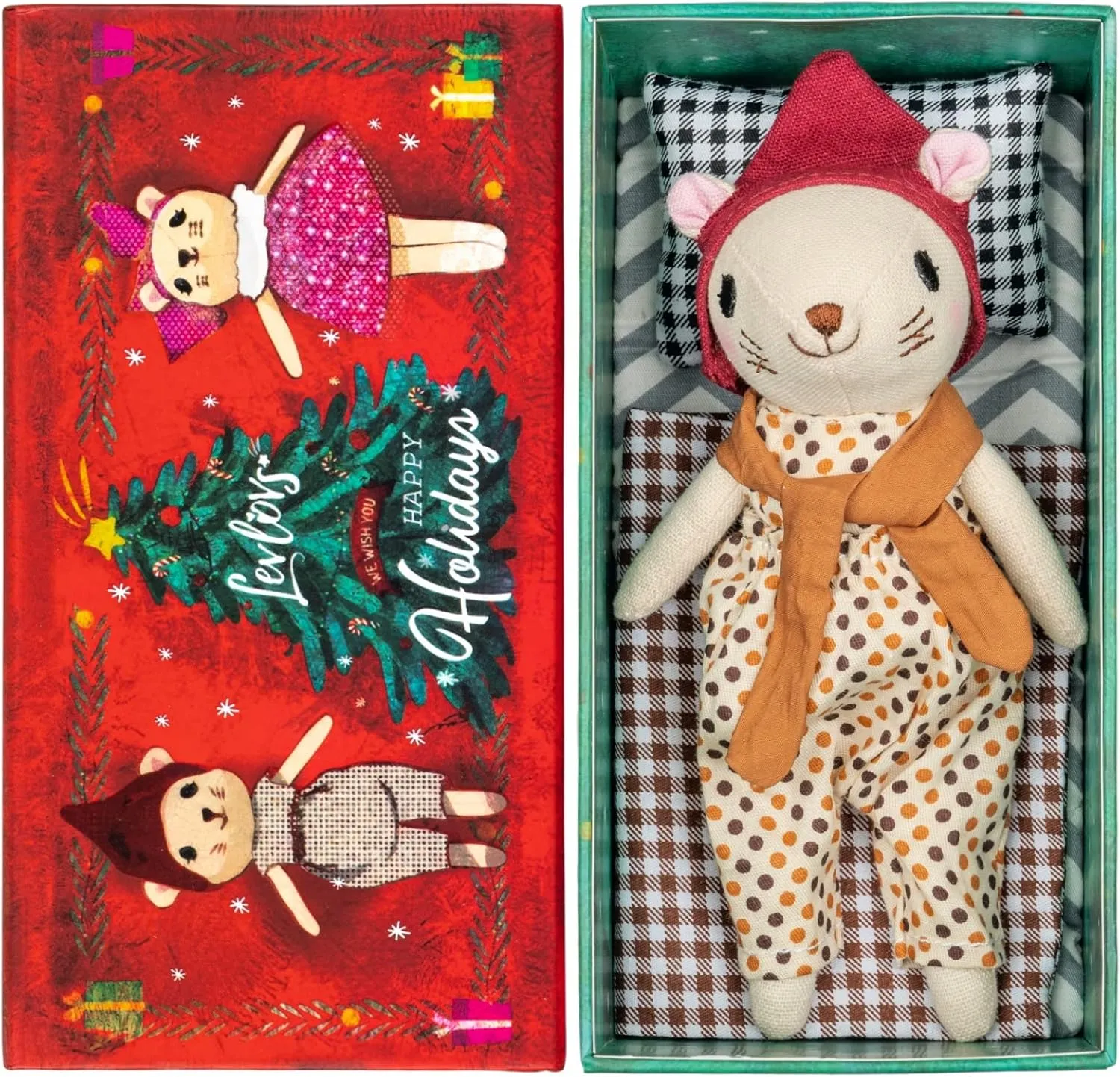 LEVLOVS Mouse in a Box Toy Baby Registry Animal Doll (Christmas Mouse Boy)
