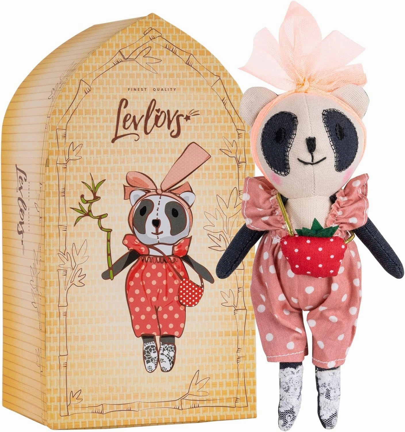 LEVLOVS Panda in a Bamboo House Toy Baby Registry Gift Panda Plush Toy