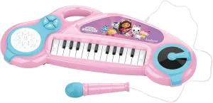 Lexibook, Gabby's Dollhouse, Children's Electronic Piano with Light Effects, Microphone, Drums, Built-in Speaker, Demo Tracks, DJ Player, Pink/Blue, K704GDH
