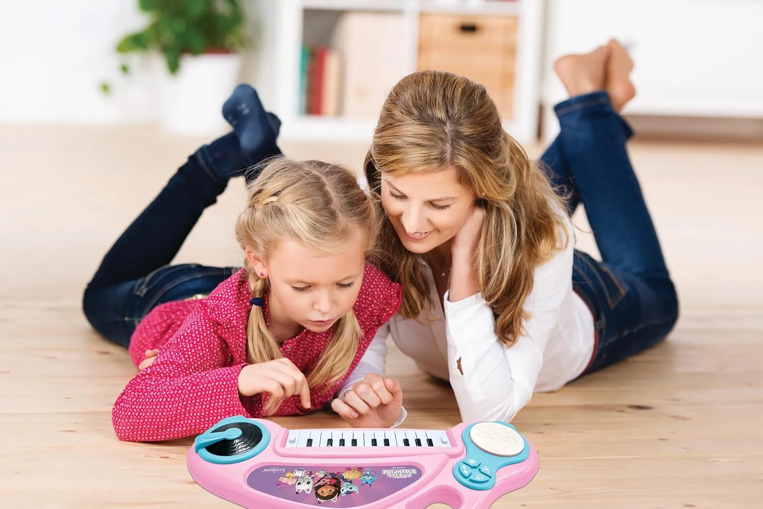 Lexibook, Gabby's Dollhouse, Children's Electronic Piano with Light Effects, Microphone, Drums, Built-in Speaker, Demo Tracks, DJ Player, Pink/Blue, K704GDH