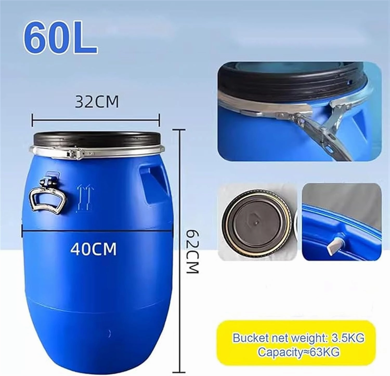 LICOME Water Tank Water Container 30L/50L/60L/100L/120L/160L/200L Portable Water Storage Bucket Perfect for Camping Hiking Climbing Or Other Travel Outdoor Activities Water Tank