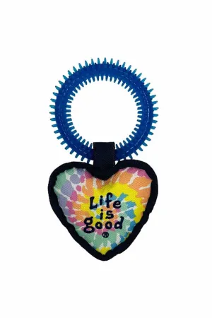 Life is Good Tie Dye Heart Pull Dog Toy