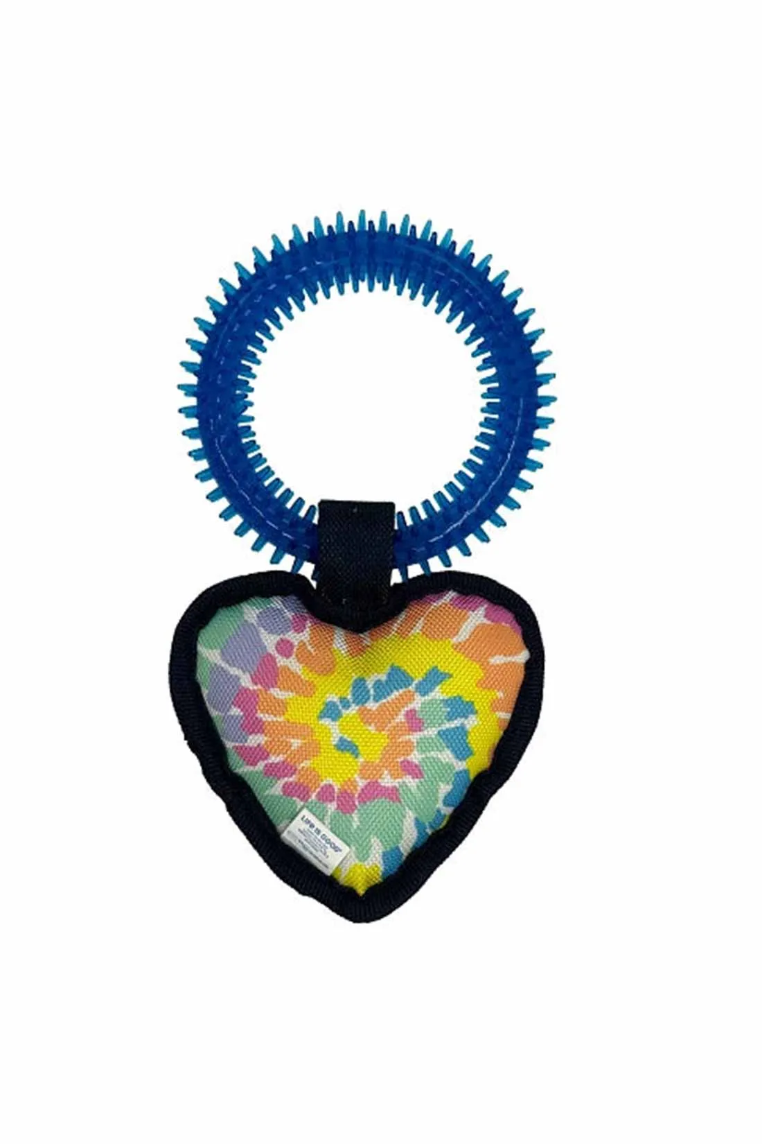 Life is Good Tie Dye Heart Pull Dog Toy