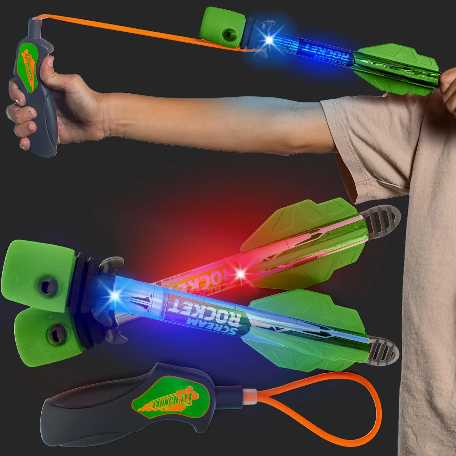 Light Up Foam Rocket Toys for Kids: Best LED Rocket Launcher Slingshot Lights Up & Makes Noise! for Boys & Girls. Outdoor Toy Party Favors Pool Toys & Great Gifts for Ages 8 9 10 11 12 13