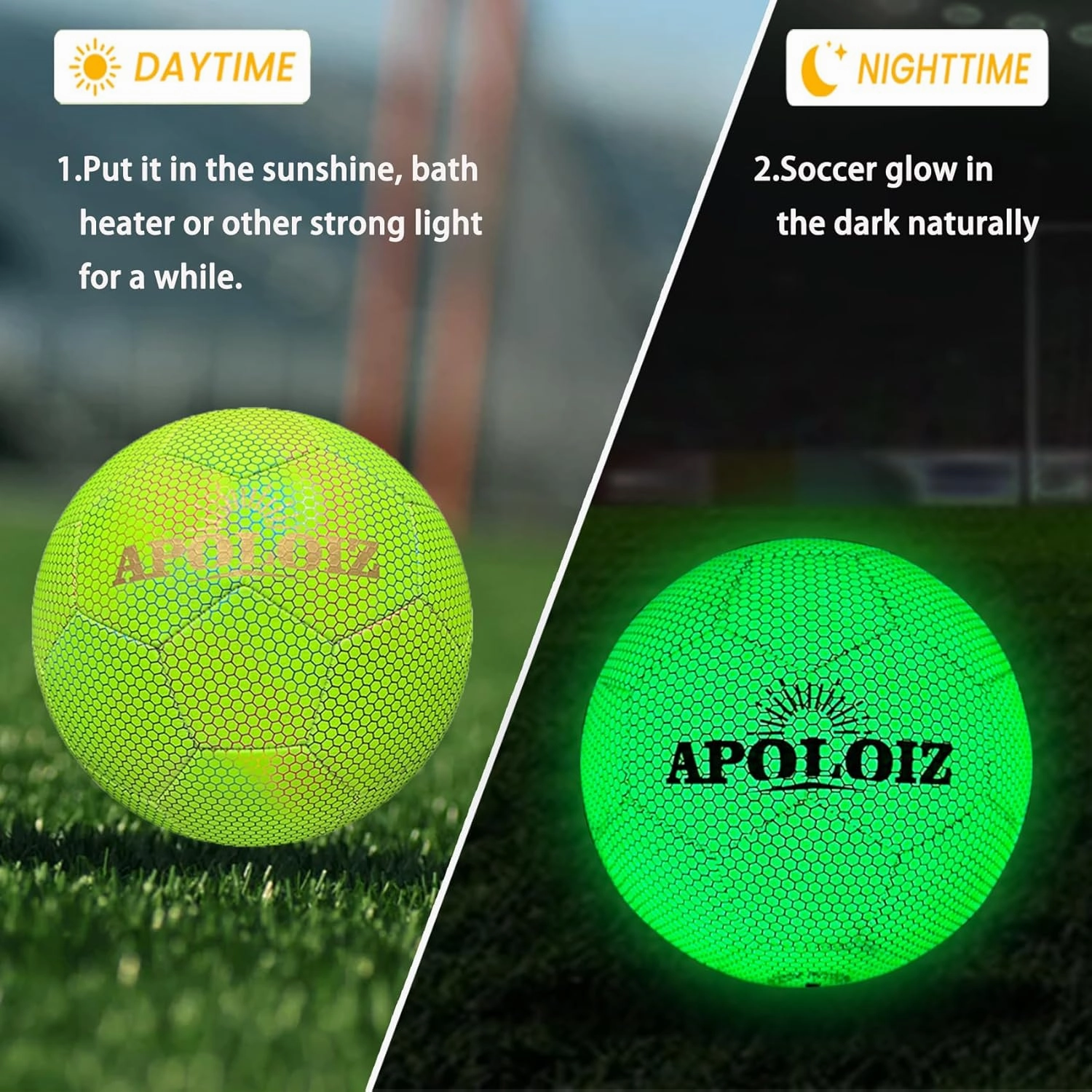 Light Up Soccer Ball,Glow in The Dark Soccer Ball Size 4/5 with Pump,Glowing Luminious Soccer Balls for Day&Night Games and Training Gifts for Men Youth and Adult Night Games