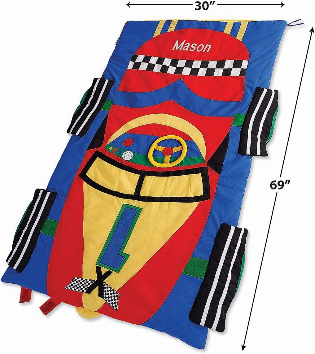 Lillian Vernon Personalized Indoor Sleeping Bag - Kids Sleepover & Napper Sleep Sack - Plush, Cute, & Cozy Cotton Poly Blend - Girls, Boys, & Toddler 30” x 60” Size