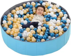 LimitlessFunN Foldable Double Layer Oxford Cloth Kids Ball Pit, Play Ball Pool with Storage Bag (Balls Not Included) Playpen for Baby Toddlers (48 Inch, Large, Blue)