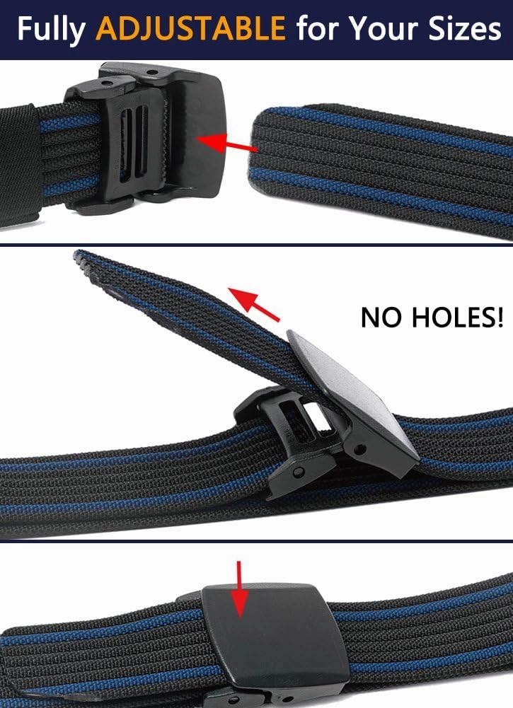 LionVII Nylon Belts Men, Breathable Web Belt with YKK Plastic Buckle Durable for Working, Trim to Fit 28-49" Waist