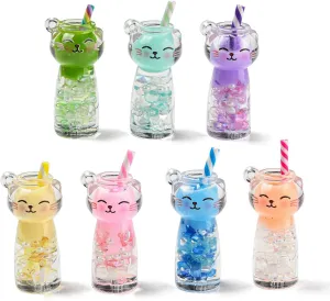 LiQunSweet 50 pcs Colorful Luminous Cat Shaped Cup Charms Lovely Kitten Drink Bottle Charms for DIY Jewelry Necklace Bracelet Earring Craft Bag Keychain
