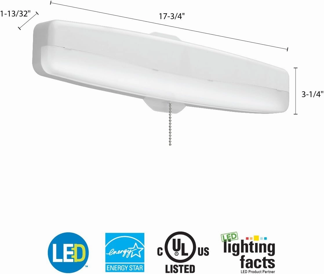 Lithonia Lighting FMMCL 18 840 S1 M4 LED Flush Mount Closet Light with Pull Chain, White, 18"