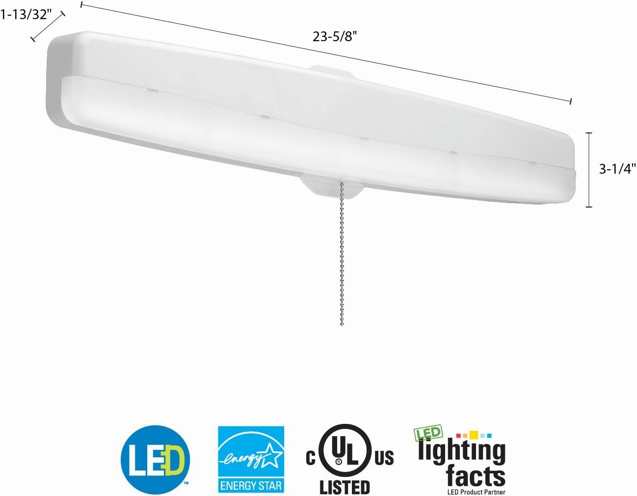 Lithonia Lighting FMMCL 24 840 S1 M4 LED Flush Mount Closet Light with Pull Chain, White, 24"
