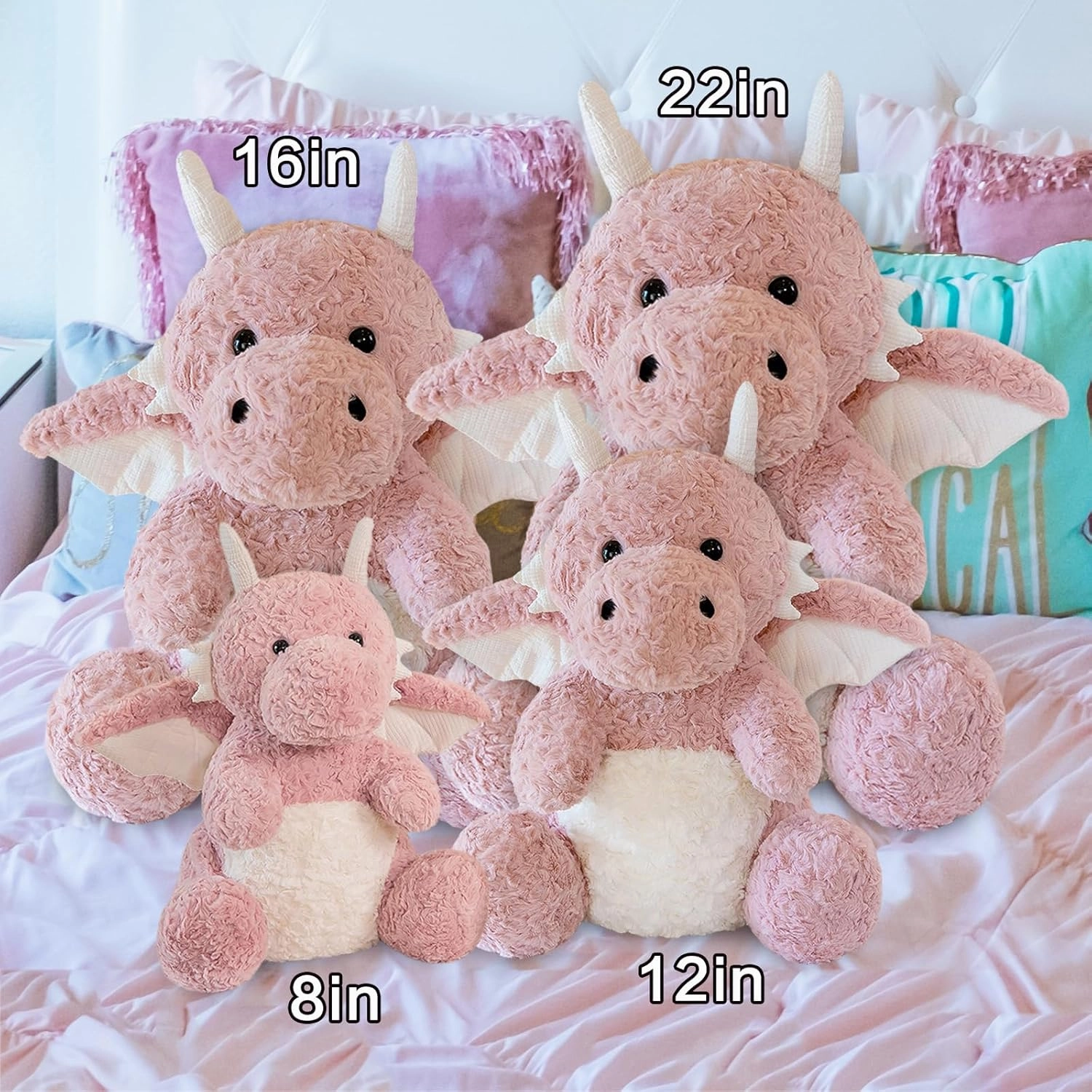 Little Flying Dragon - Cute Stuffed Animal Plush Toy - Adorable Soft Dragons Toy Plushies and Gifts - Perfect Present for Kids (Pink,11.81in/30cm)
