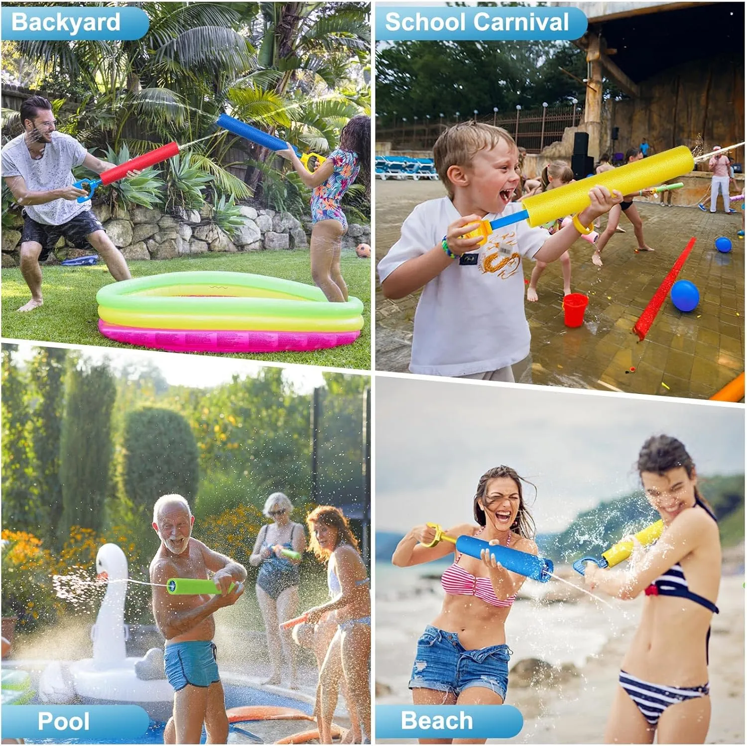 LQYoyz Water Gun, 6 Pack Super Water Soaker Blaster Squirt Guns 40 Ft Water Shooter Swimming Pool Beach Summer Party Outdoor Water Game Fighting Toys for Kids Boys Girls
