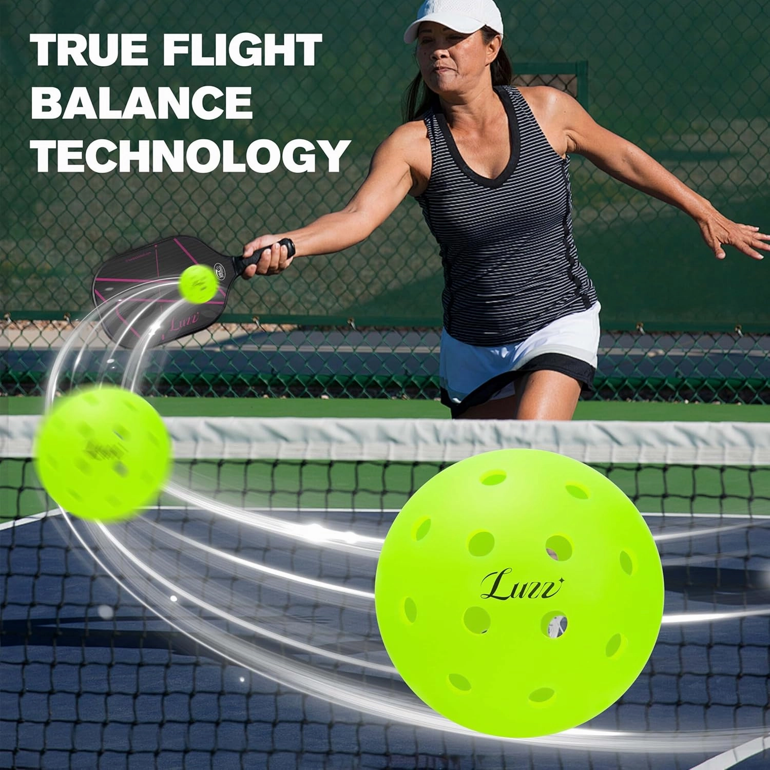 LUZZ Outdoor Pickleballs 40 Holes True Flight Balance Technology, Pickle Balls Balls 3 9 12 Pack Rotomolded Construction for Consistent Bounce Pickleballs in Bulk