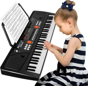 M SANMERSEN Piano for Kids with Microphone, Keyboard Piano for Beginners Electronic Keyboard 61 Keys with Dual Speakers/LED Display/AUX-in Jack/Music Stand Piano Toys for Boys Girls Ages 3-12