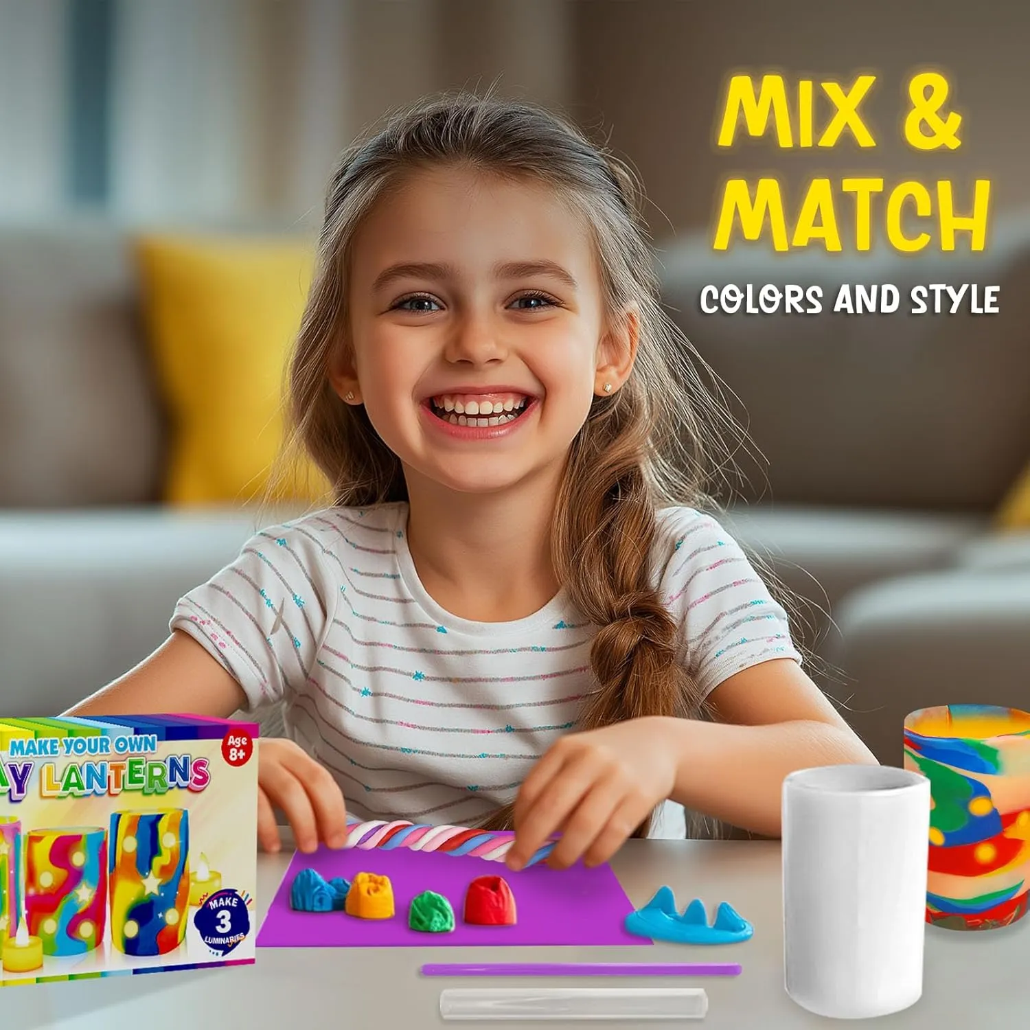 Make Your Own Clay Luminaries - Light-up DIY Clay Lanterns Making Kit Activity for Boys Girls and Teens Age 8 9 10 11 12 Year Old and up, Arts and Crafts Clay Lantern Toys for Kids Ages 8-12