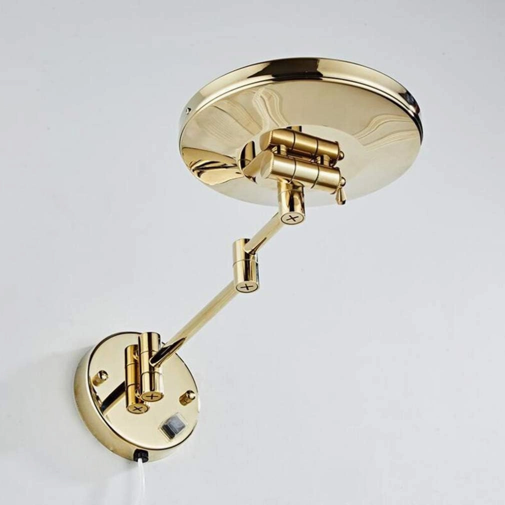 Makeup Vanity Mirror,3X Magnification Beauty Mirror Wall Mounted Bathroom Mirror 360°Swivel Extendable Cosmetic Mirror Powered by Plug,Gold (Gold 8.5inch)