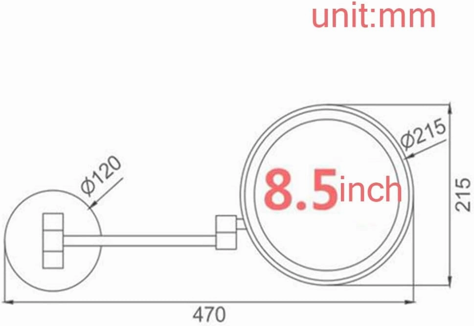 Makeup Vanity Mirror,3X Magnification Beauty Mirror Wall Mounted Bathroom Mirror 360°Swivel Extendable Cosmetic Mirror Powered by Plug,Gold (Gold 8.5inch)